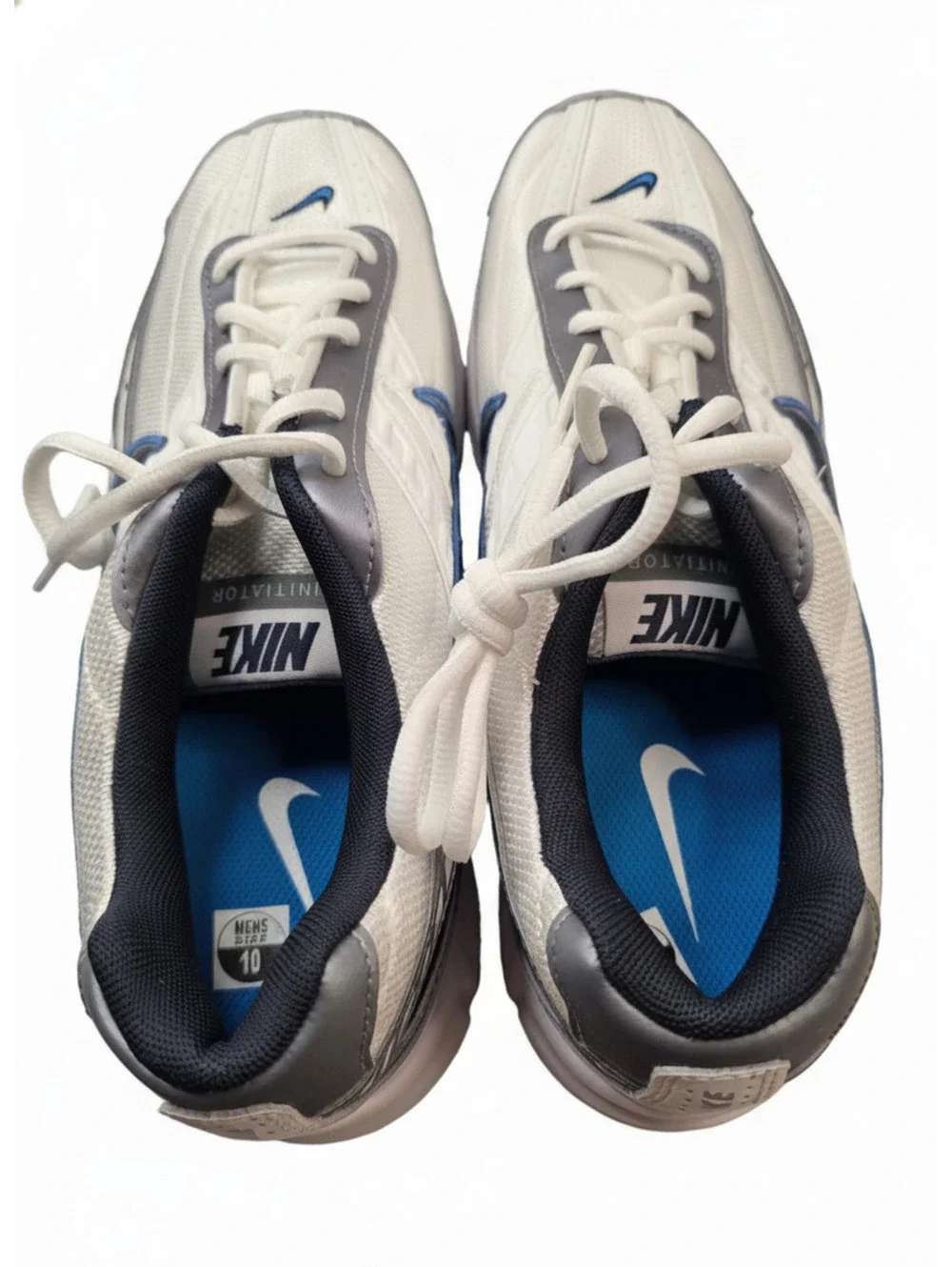 Nike Men's White and Blue Athletic Sneakers Size 10